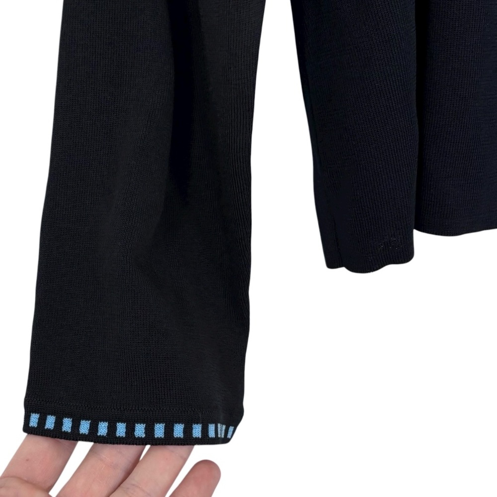 Ming Wang Black Blue Geometric Knit Jacket L - Picture 6 of 11